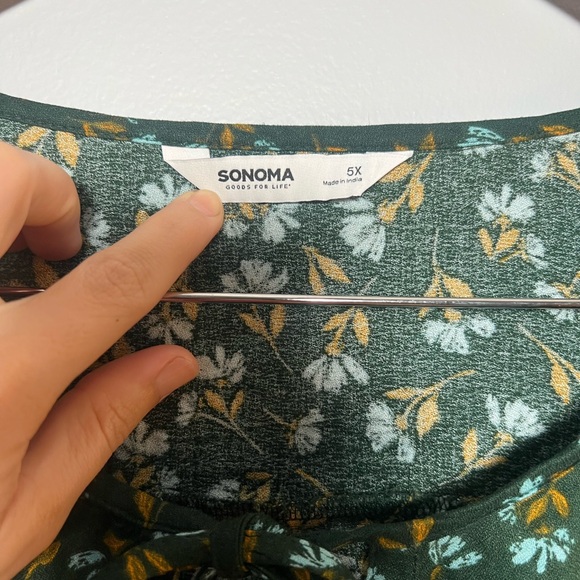 Sonoma Womens Goods For Life Long Sleeve Ruffle Peasant Top NWT 5X - Picture 2 of 6